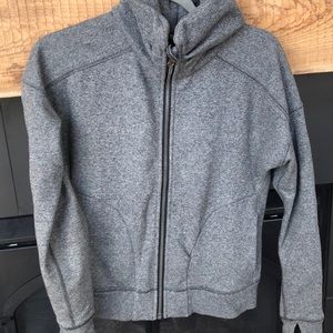 Grey fleece high neck full zip jacket